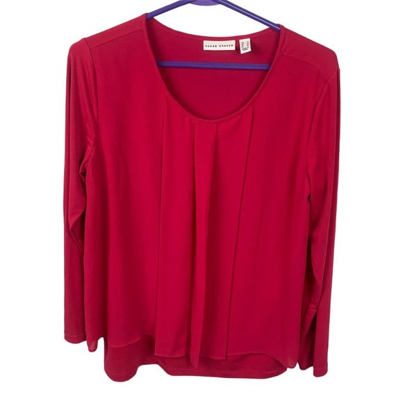 Susan Graver Tops - Susan Graver Womens Blouse Top Small Pink Long Sleeve Business Dressy Pleated